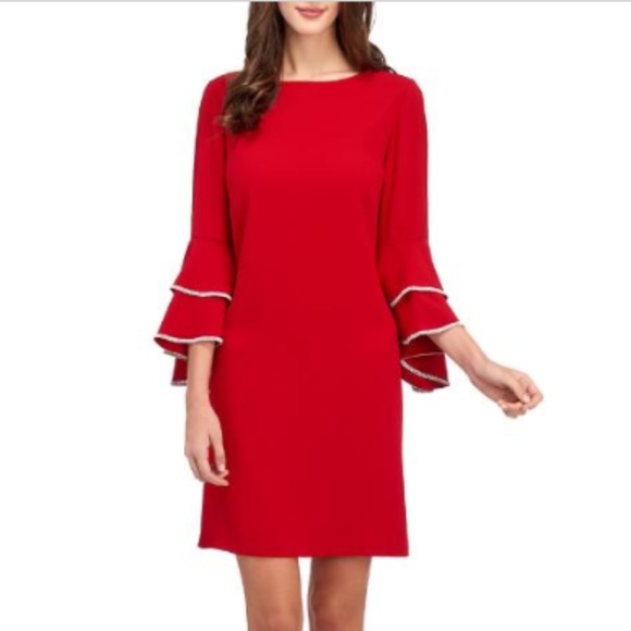 Studio Badgley Mischka Dresses & Skirts - Studio Badgley Mischka Rhinestone Trim Bell Sleeve